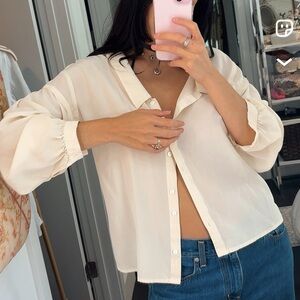 ba&sh silk Cream Button-Down Shirt